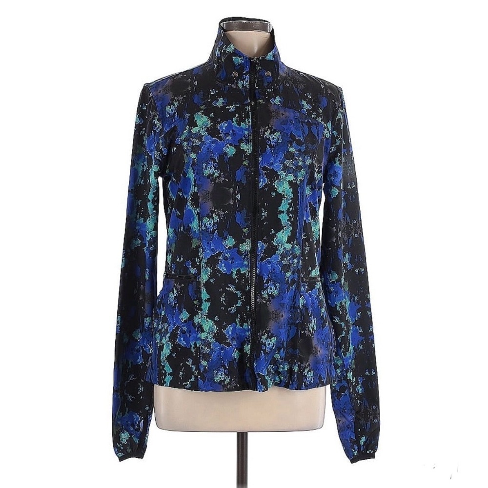 FABLETICS Zip Front Closure Windbreaker, Women's Size 8, Blue, Black Green